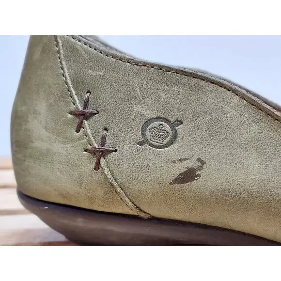 Born Womens | Green | Leather Round Toe Floral Ballet Flat Size 8.5 - Picture 7 of 12